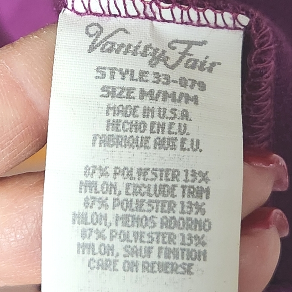 VTG Vanity Fair Snap Front Boysenberry  Fleece Nightgown/Robe Size M - Picture 9 of 9